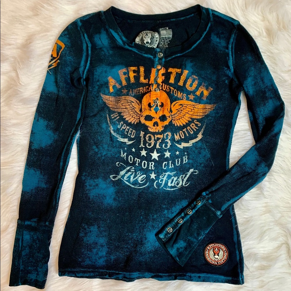 Affliction American Customs long sleeve 1/4 button